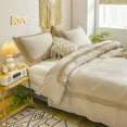 thumbnail image 3 of Move Over Taupe Bedding Set Boho Queen Hollow Square Grid Tassel Duvet Cover Set Solid Color Pattern Washed Microfiber No Filling, 3 of 7