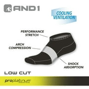 AND1 Mens Socks, Cushion Low Cut Socks, 12 Pack