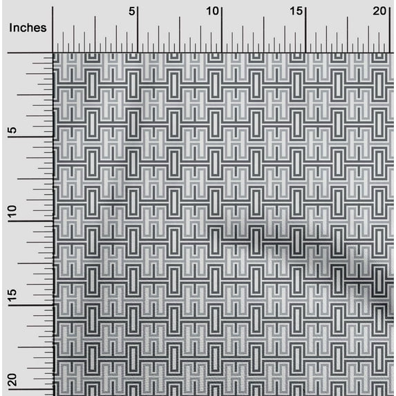 oneOone Organic Cotton Poplin Twill Fabric Greek Key Geometric Fabric Prints By Yard 42 Inches