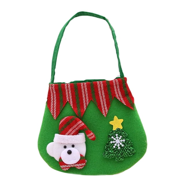 Yuarrent Bolso de mano con patrón de Papá Noel para regalo, bolsa elástica para dulces, muñeco de nieve, alce, bolsillo, adornos navideños para Kits de decoración para fiestas Llevar Yuarrent HA069620-04