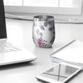 thumbnail image 3 of Floral 12oz Stainless Steel Insulated Wine Tumbler with Lid and Straw – Double Wall Vacuum Mug for Hot & Cold Drinks, 304 Steel Interior, Sweat-Free Design,Thanksgiving,Christmas, Spring,Flower, 3 of 5