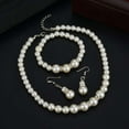 thumbnail image 3 of Ayyufe Pack Of 3 Elegant Women Pearl Necklace Hook Earrings Bracelet Wedding Gift, 3 of 6
