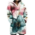 thumbnail image 2 of Craaazy Long Knit Button Hoodie for Women Long Sleeved with Pockets Fall Winter Watercolor Dahlia Design Printed Hooded Cardigan Womens Shirts, 2 of 5