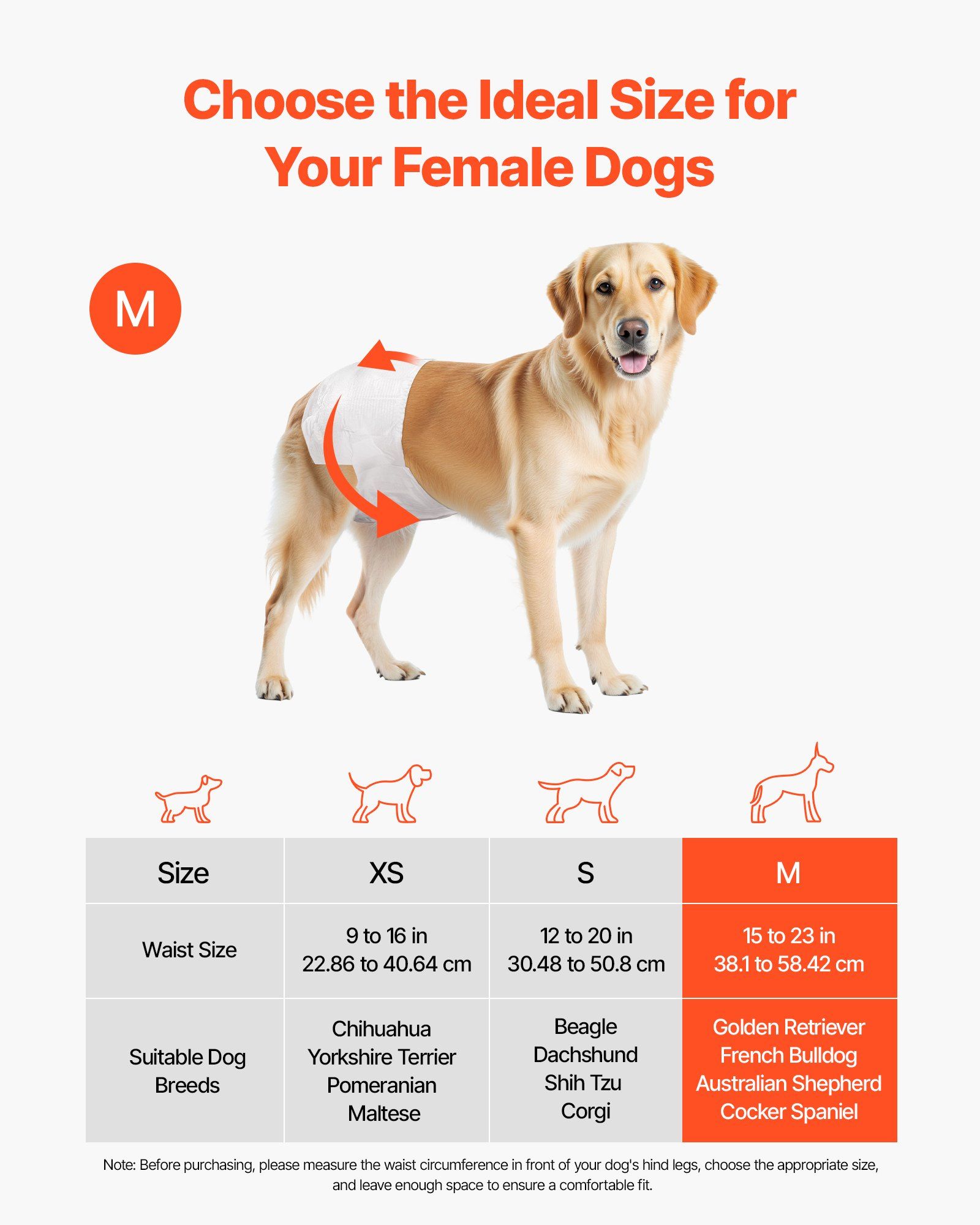 Disposable Dog Diapers Super Absorbent Female Dog Diapers 360 Degree Leak Proof Pet Diaper with Wetness Indicator for Heat Period Training Incontinence Medium Size 144 Count 2 Packs of 72