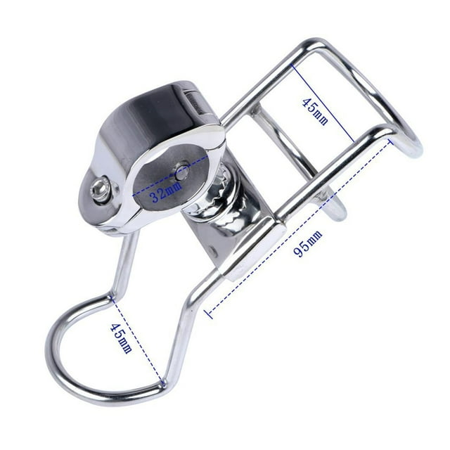 Pince en Acier Inoxydable 316 sur Rail Support de Canne Double Fil Acier Inoxydable pour Pêche Bateau Kayak, Longue Durée
