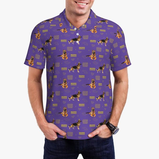 Balery German Shepherd Dog Camisa Polo de Hombre con Estampado, de Manga Corta y Tejido Medio, Camisa Tipo Golf Polo-XX-Large