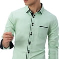 thumbnail image 6 of Aestivo Men's Collared Neck Solid Shirt, Casual Long Sleeve Top, Slim Fit Button-Up Blouse with Exterior Pocket for Casual Work, Green L, 6 of 6