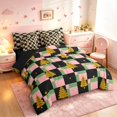 thumbnail image 2 of Manfei Festive Christmas Tree 7 Pieces Full Size Bedding Sets,Modern Checkerboard Full Size Bed in a Bag,Green Pink,Black Reversible, 2 of 6