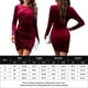 thumbnail image 2 of Vestido Vestido ajustado de estilo elegante, vestido corto plisado para mujer con cuello redondo, traje de vacaciones Kuymtek Vino rojo T L para Mujer, 2 of 5