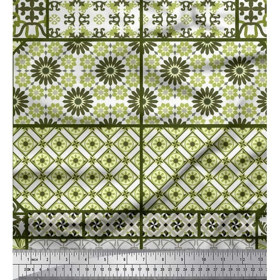 Soimoi Velvet Fabric Geometric,Damask & Mandala Patchwork Fabric Prints By Yard 58 Inch Wide