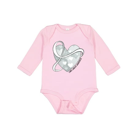 

Inktastic Lung Cancer Awareness White Ribbon Around Heart Gift Baby Boy or Baby Girl Long Sleeve Bodysuit