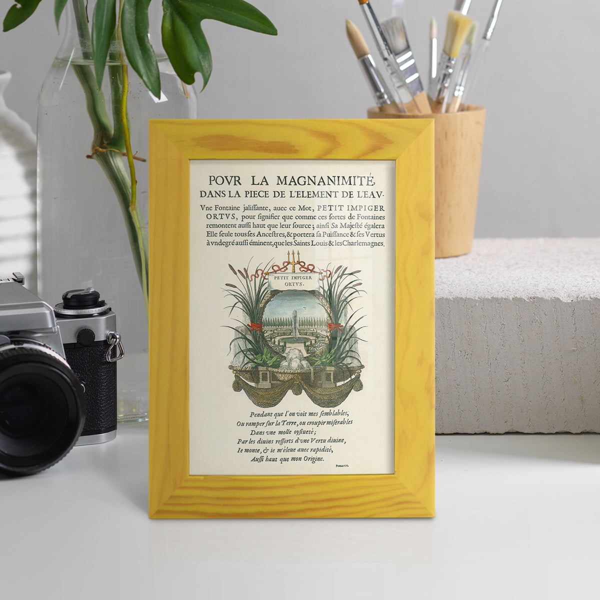 Printed Embellished Bookplate II - Framed Print w/glass - Sunflower Yellow