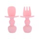 thumbnail image 1 of 2 cucharas de silicona para bebés de primera etapa y tenedor para bebés, utensilios para niños pequeños para el destete del bebé, utensilios masticables para bebés para autoalimentarse, rosa ShuxiuWang 1327537091493, 1 of 3