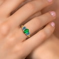 thumbnail image 4 of Gem Stone King 18K Yellow Gold Plated Silver Green Nano Emerald and Persian Blue Moissanite Filigree Style 3 Stone Ring for Women (1.65 Cttw, Oval 8X6MM and 6X4MM) (Size 6), 4 of 6