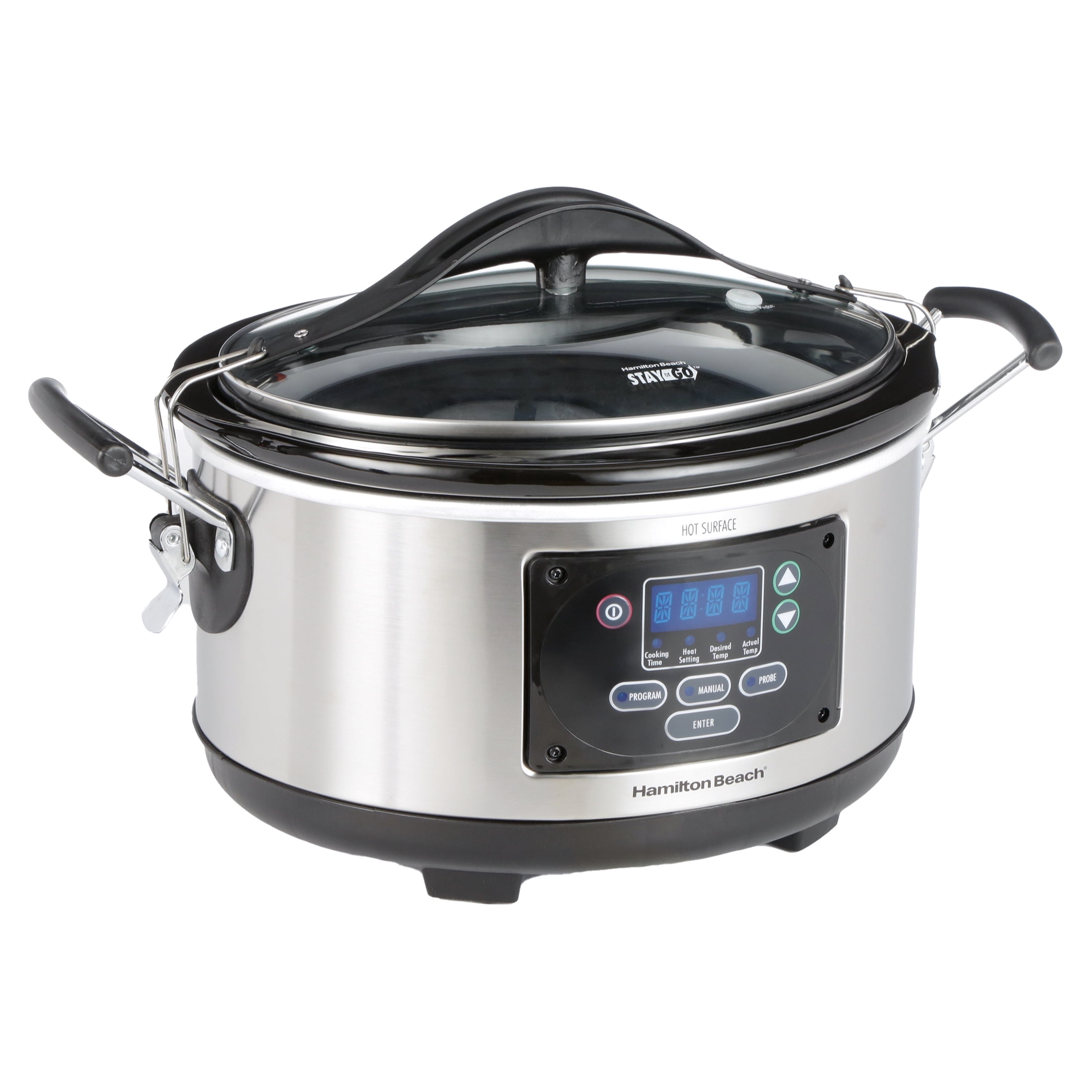 Hamilton Beach Programmable Stay or Go Slow Cooker, 6 Quarts, Silver,  33967A