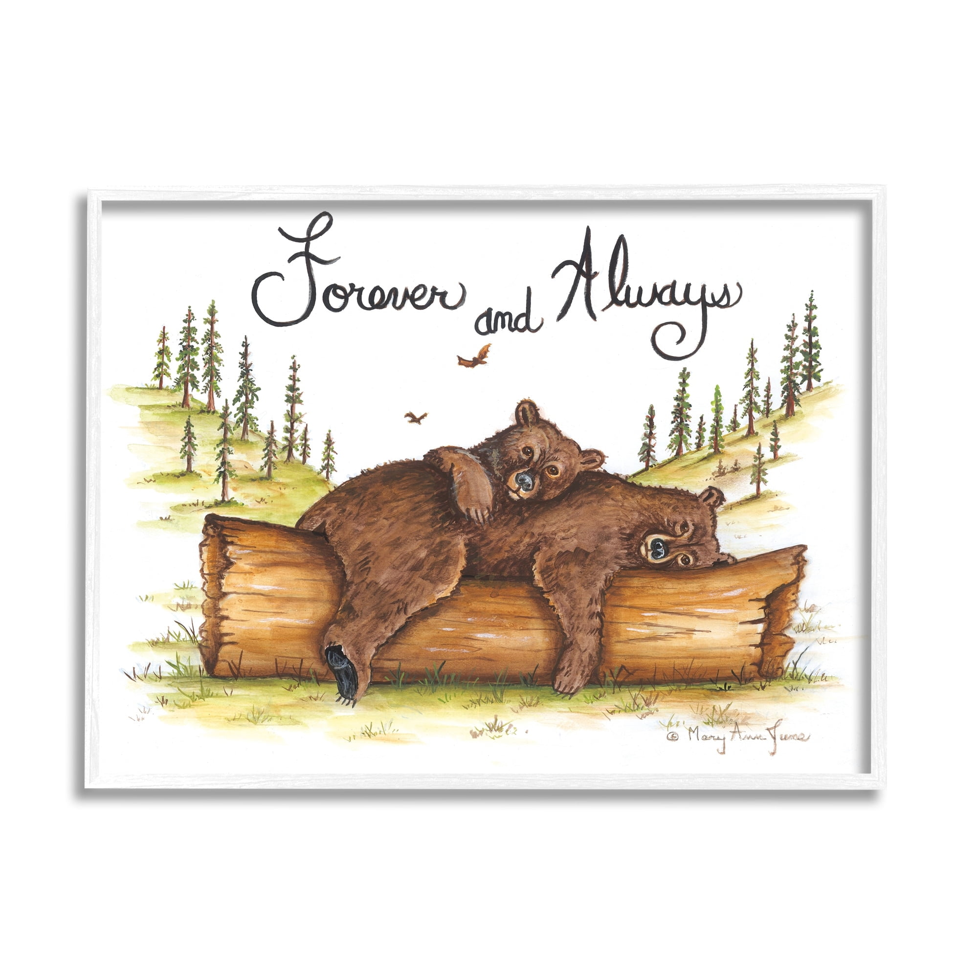 Stupell Forever & Always Cuddling Bears Wildlife Animals & Insects Painting White Framed Art Print Wall Art