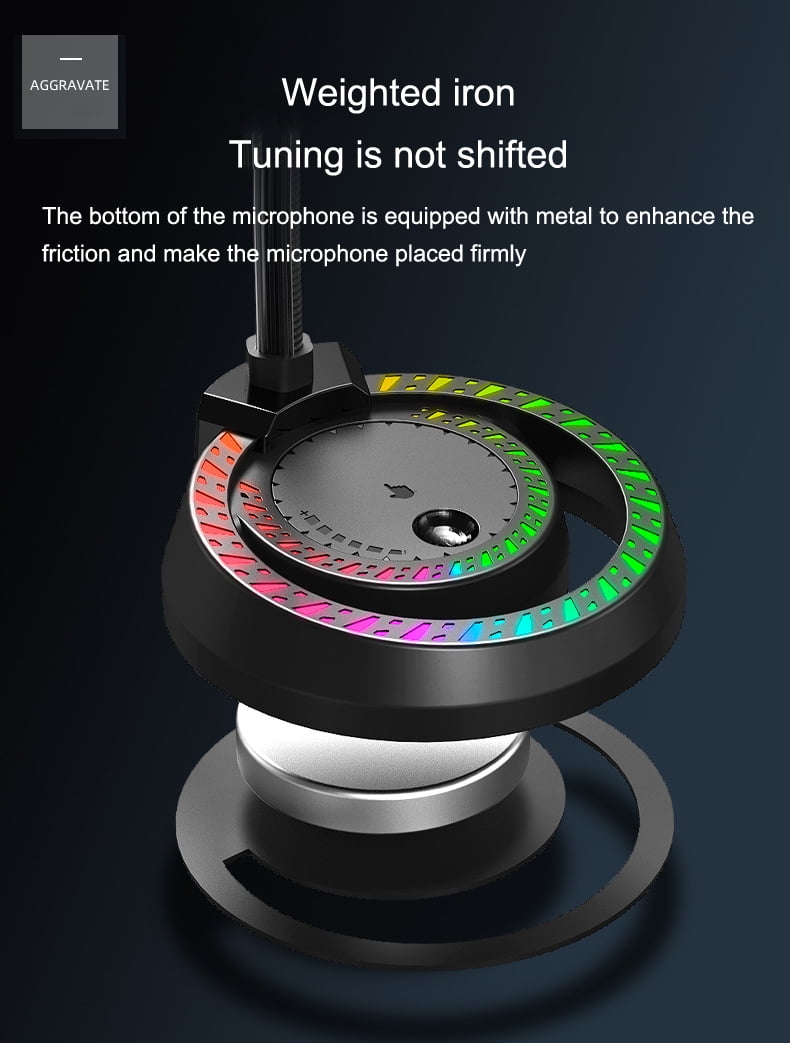 USB Recording Microphone WIth RGB LED Light Stand For Laptop YouTube Live Broadcast Karaoke Gamers Computer Microphone