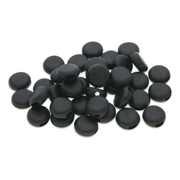 Silicone Cord Lock, Black, Round, Package of 48