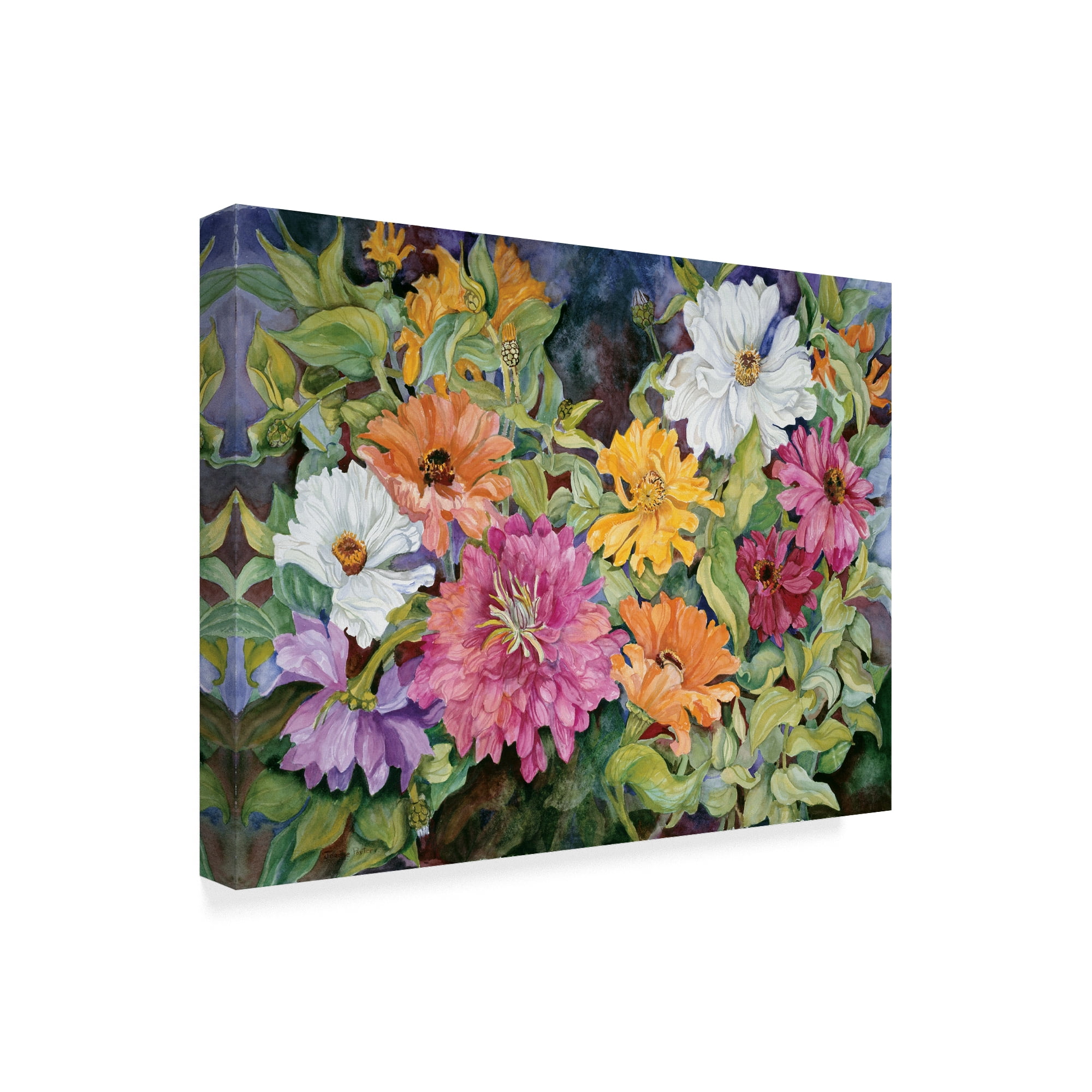 Trademark Fine Art 'Multi-Colored Zinnias' Canvas Art by Joanne Porter
