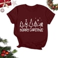 thumbnail image 1 of Puntoco Camiseta de manga corta con cuello redondo y estampado navideño para mujer Camiseta de manga corta con cuello redondo, 1 of 4