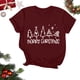 thumbnail image 3 of Navidad Mujeres Tops, Cuello Redondo Manga Corta Impresa Camiseta, Vintage Holiday Humor Tee Top, 3 of 4