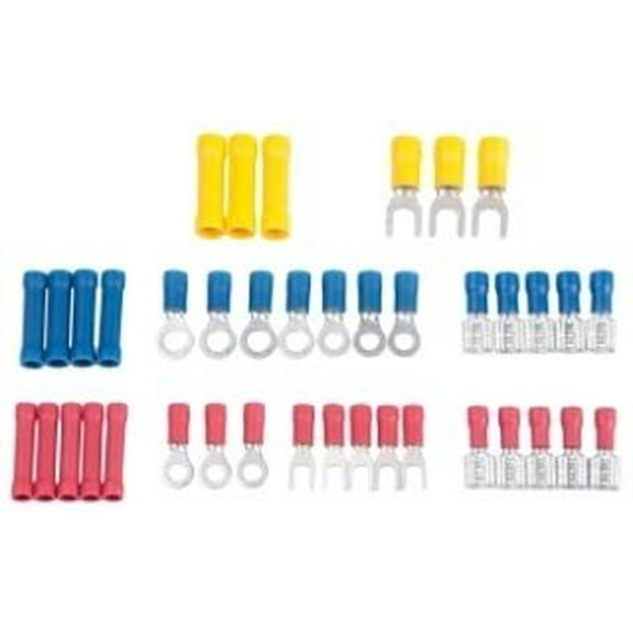 Crimp-On Terminal Connector Assortment, Insulated, 40-Pc.