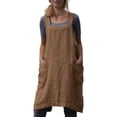 thumbnail image 1 of Pinafore Apron Cross Back Apron with Pockets Cotton Linen Apron Dress Plus Size, 1 of 5