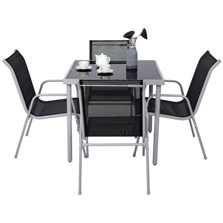 5 PCS Fabric Chairs Set Outdoor Furniture Unit Patio Garden Table