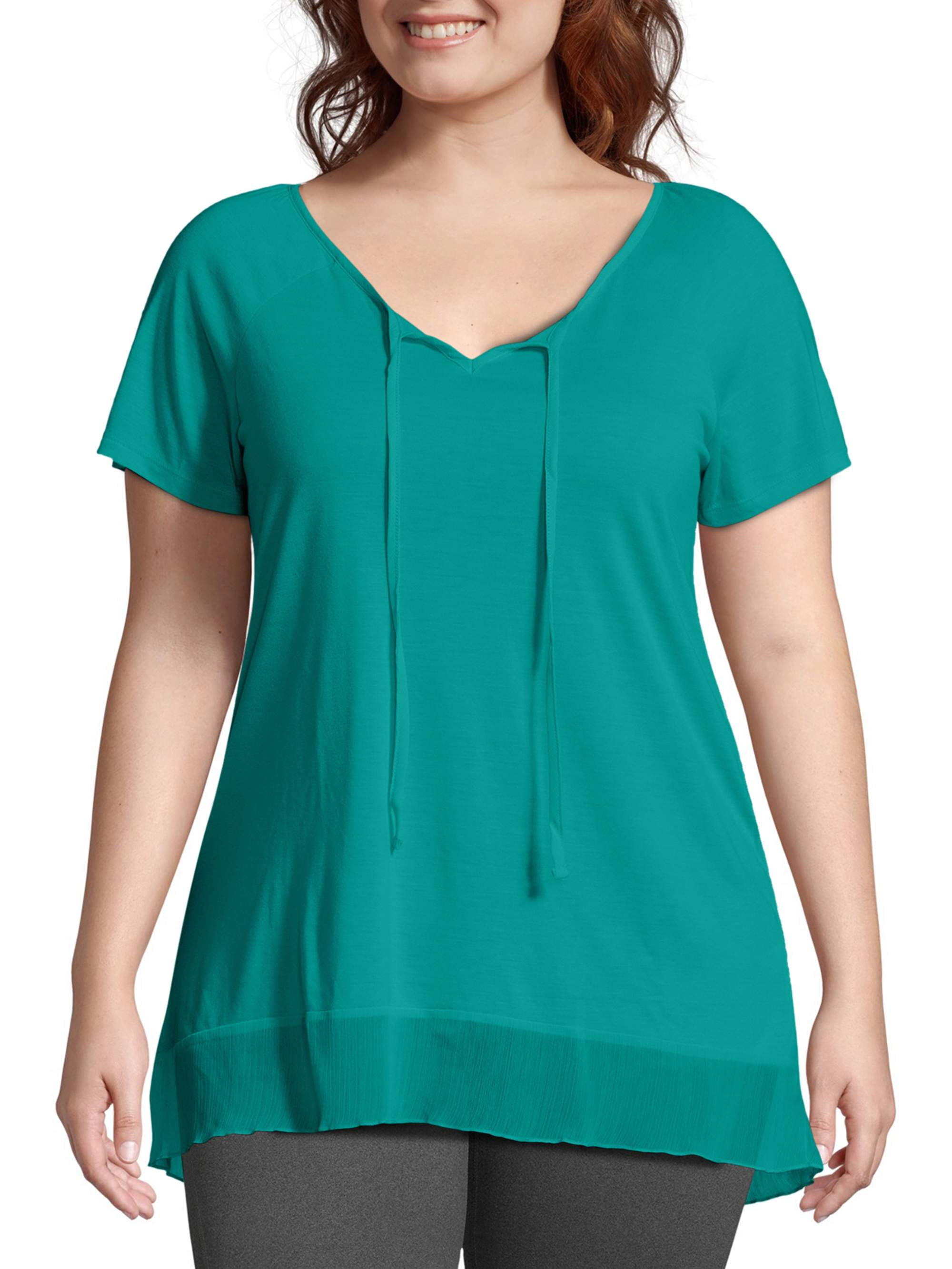 Just My Size Women's PlusSize Chiffon Trim Tunic