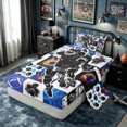 thumbnail image 2 of meiyoeat Sport Football Twin Sheets for Boys, Blue Flame Ball Bedding, 3pcs, 1 Flat Sheet, 1 Fitted Sheet and 1 Pillowcase, 2 of 6