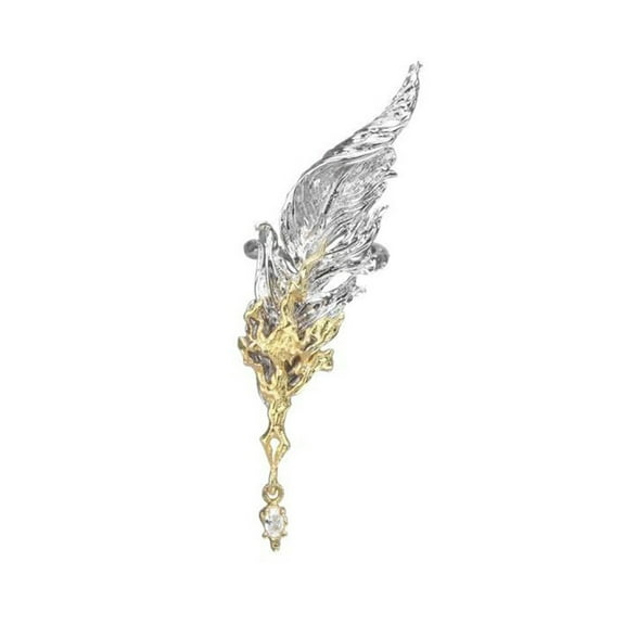 Fogun Vintage Feathered Designs Clip On Ear Cuff for Without Pierced Ears Gothic Jewelry Unisex Dark Aesthetic Alloy Accessory