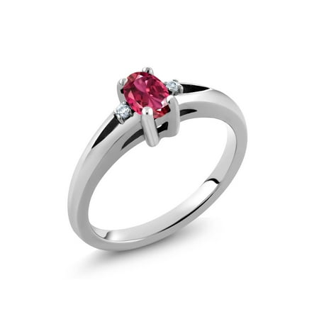 - Sterling Silver Oval Pink Tourmaline Women's Ring 0.53 Carat