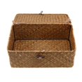 thumbnail image 3 of CNKOO Handmade Storage Basket Woven Sundries Toys Organizer Cosmetic Book Container Seaweed Storage Box with Button Lid Desktop, 3 of 6