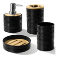 thumbnail image 1 of "Juego De Accesorios Baño 4 Pzs Dispensador Bambú Y Plástico Belug Negro ", 1 of 5