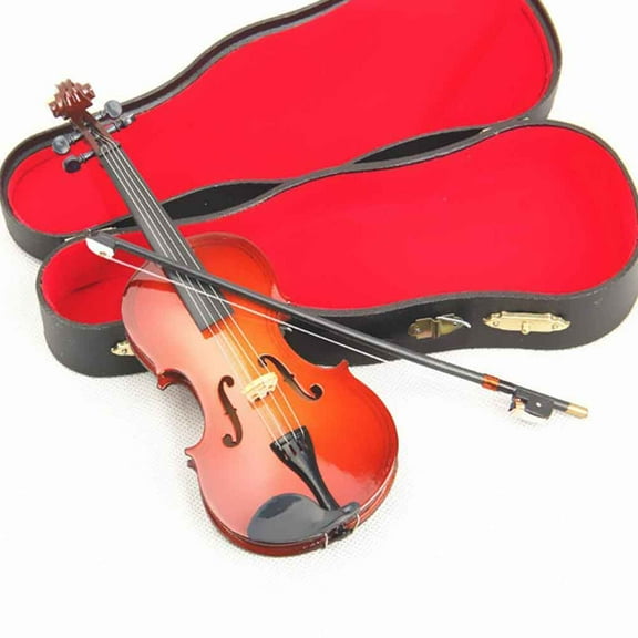 HINTRMENT Vintage Violin Shape Miniature Musical Instrument Office 1 Set 5.5x2x1in