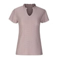 thumbnail image 2 of TIHLMK T Shirts for Women Pink Women Fashion Leisure Solid Short Sleeve V-Neck Blouses Gift for Womens Tops, 2 of 7