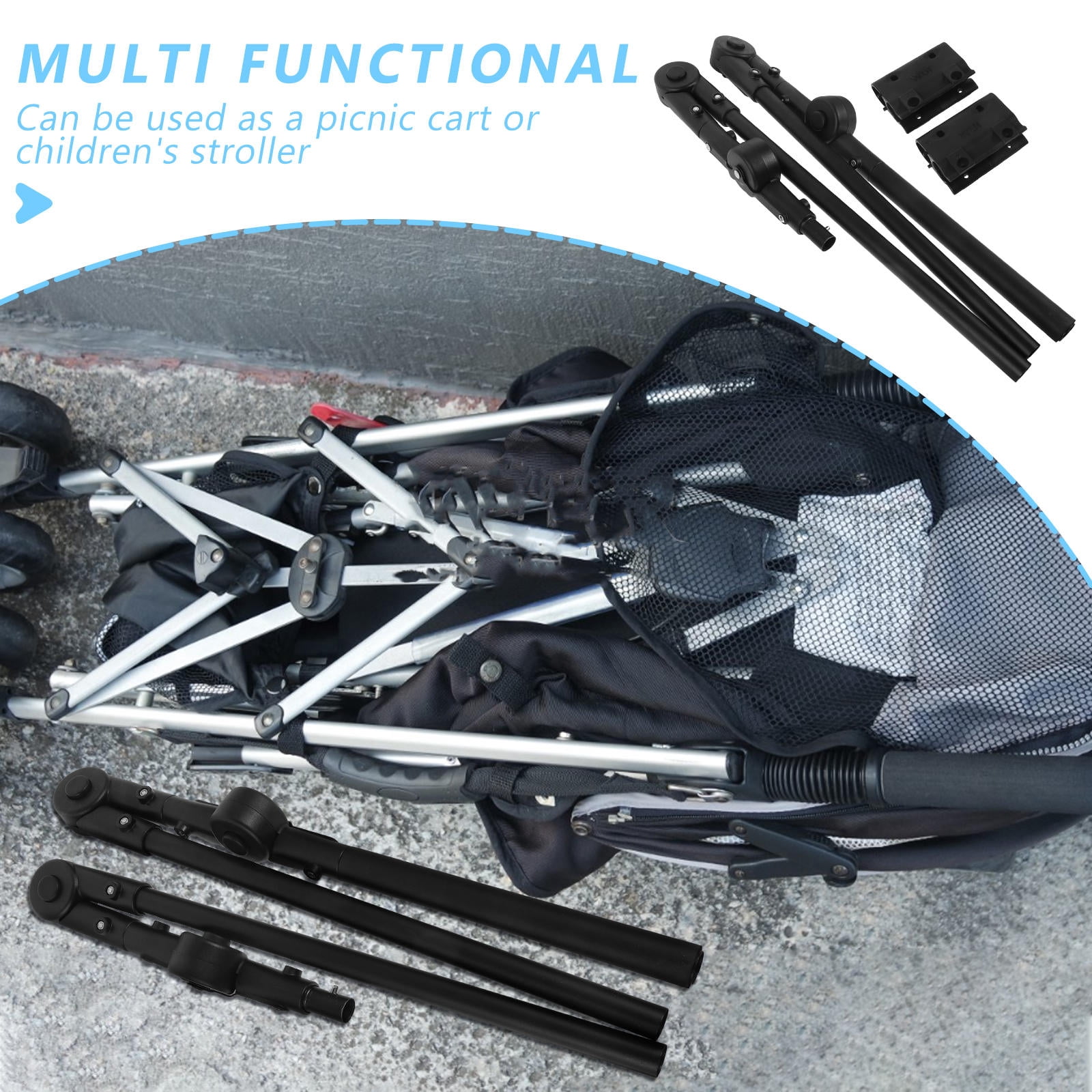 Hytrove Black Camping Wagon Handle Accessory Set for Outdoor Adventures, Hiking, Picnics, and Travel Convenience