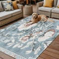 thumbnail image 2 of Fsddascl Light Blue Pink Floral Outdoor Rug for Patio/Deck/Porch, Non-Slip Large Area Rug 5 x 8 Ft, Vintage Botanical Flowers Indoor Outdoor Rugs Washable Area Rugs, Reversible Camping Rug Carpet, 2 of 5