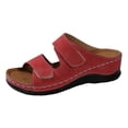 thumbnail image 4 of Rokment Platform Wedge Orthopedic Sandals for Women 2026 Summer Fashion Casual Leather Open Toe Orthotic Walking Slip on Comfortable Beach Dress Slides Slippers Adjustable Red Size 6, 4 of 5