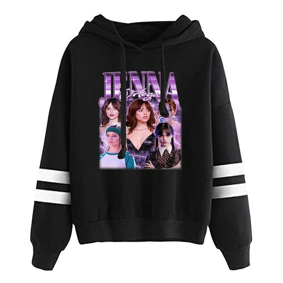 Jenna Ortega Vintage Pullover Hoodies Unisex Fashion Pocketless Parallel Bars Sleeve Streetwear