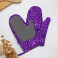 thumbnail image 4 of Hirioo Purple Glitter for Silicone Oven Mitts for BBQ, Baking, Cooking, Set of 2, Heat Resistant 260℃, Non-Slip Kitchen Essentials, 4 of 6