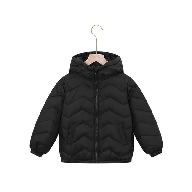 Bellella Girl Lightweight Down Jackets With Pockets Full Zip Outwear  Outdoor Puffer Jacket Black 150cm 