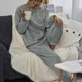 thumbnail image 4 of Pajamas for Women Set 2025 Flannel Soft Long Sleeve Crewneck Sleep Shirt Pants 2 Piece Pjs Set Womens Pajama Sets, 4 of 5