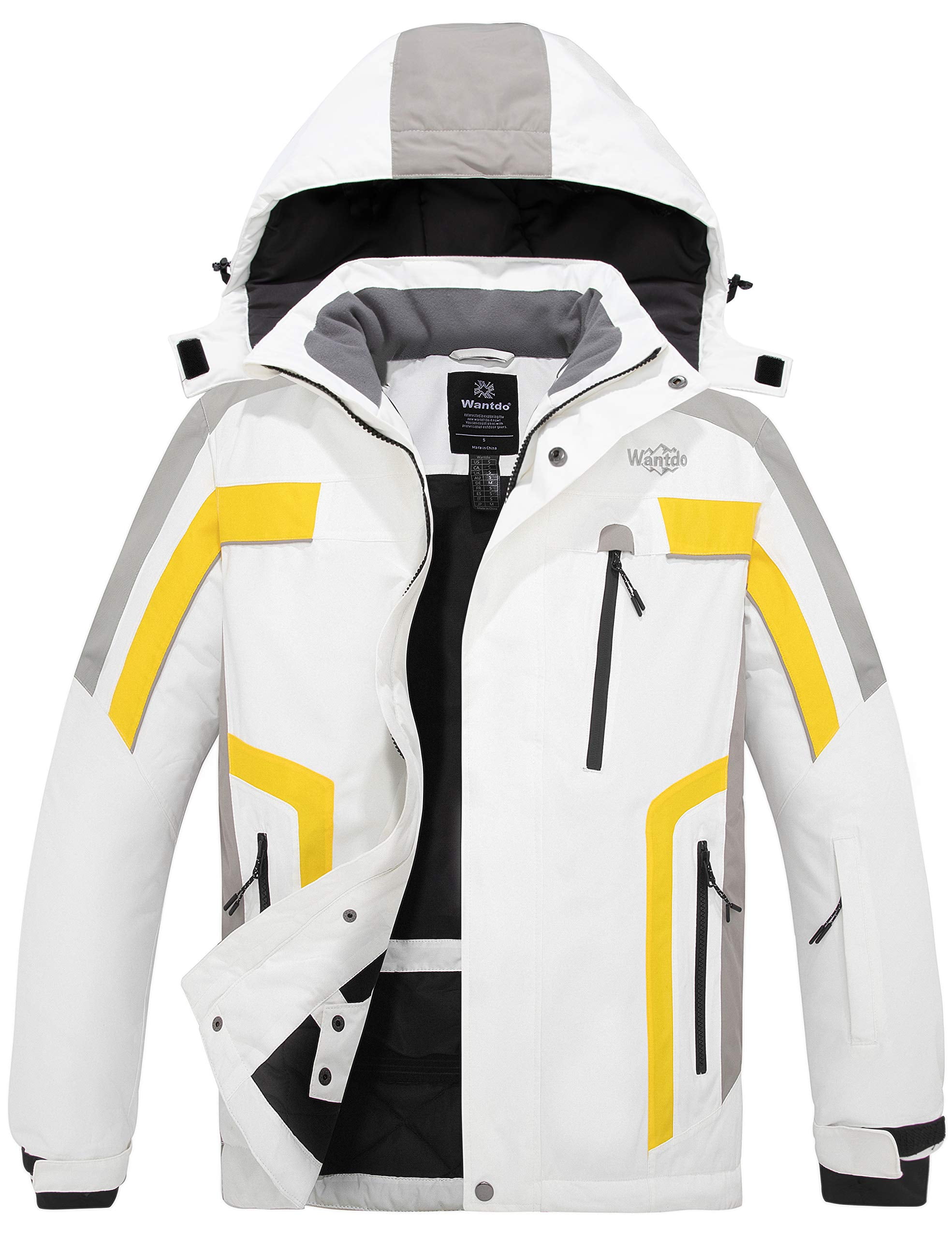 Wantdo Winter Jacket Waterproof Snow Coat with Removable Hood White Grey Size M - Walmart.com
