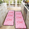 thumbnail image 4 of Kitchen Rugs Sets Of 2,Pink Breast Cancer Ribbon Floral Pattern Anti Fatigue Kitchen Mat Rugs Non Slip Washable,Decorative Kitchen Floor Mats for Kitchen,Sink,Laundry,17"x47"+17"x47", 4 of 5