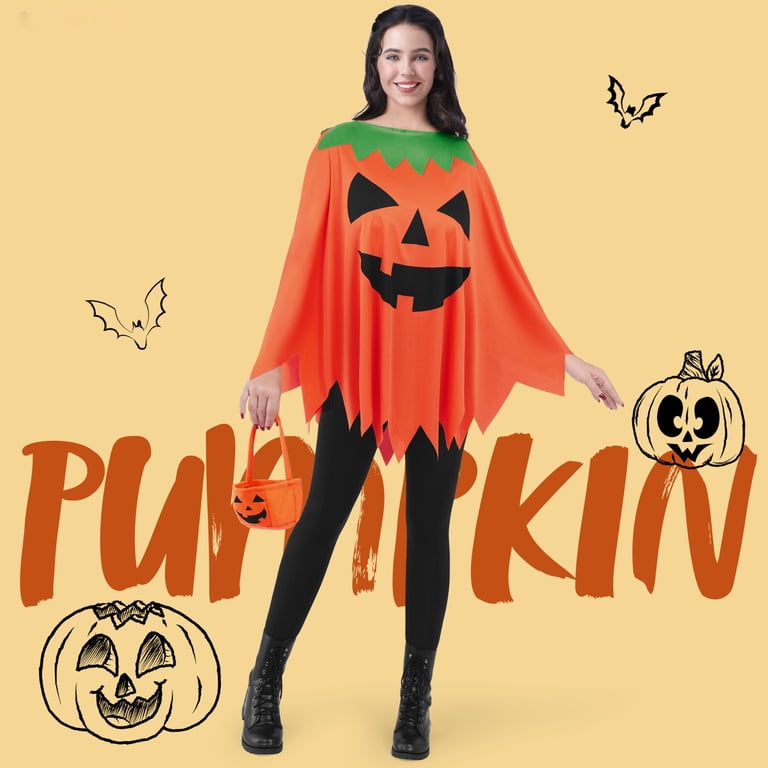 Joyfy Women Pumpkin Poncho Costume Adult, Pumpkin Costume Halloween Costumes for Women Fancy Dress Cosplay Joyfy Women Pumpkin Poncho Costume Adult, Pumpkin Costume Halloween Costumes for Women Fancy Dress Cosplay