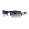 thumbnail image 2 of Luxury 90s' Rimless Thin Metal Rectangular Fashion Sunglasses Silver Black Smoke, 2 of 4