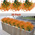 thumbnail image 3 of Viworld 20 Bundles Artificial Flowers, UV Resistant Faux Outdoor Plastic Greenery Shrubs Plants Fake Flowers Planter Home Garden Decor (Orange red), 3 of 12