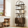 thumbnail image 6 of AHB Solid Wood 5-Tier Ladder Bookshelf with Storage Cabinets– Modern Foldable Display Shelf for Home, Office or Living Room, Space-Saving Wooden Corner Bookcase, 6 of 7