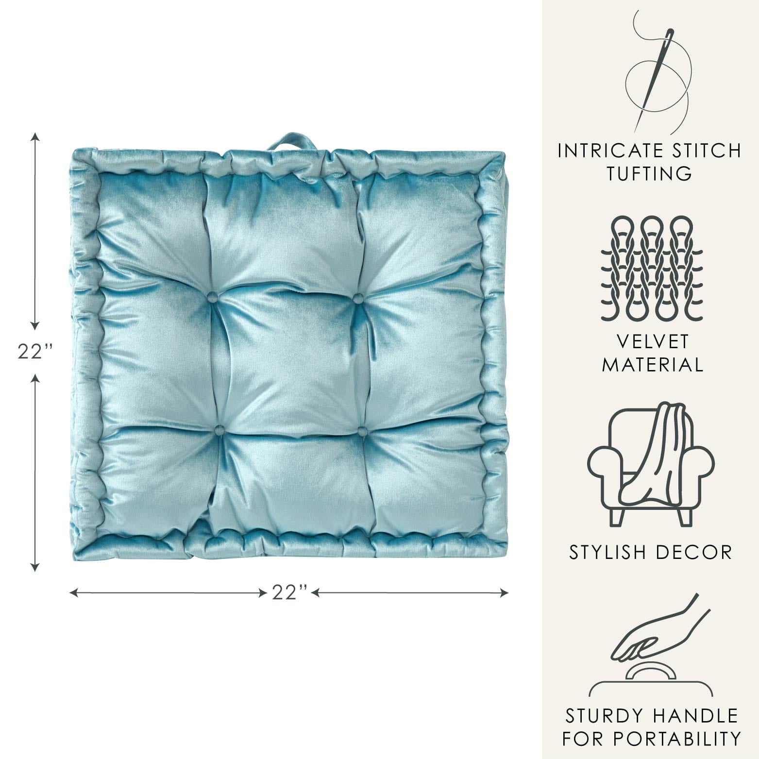 Stylehouse 20" x 20" Cameo Blue Decorative Floor Pillow